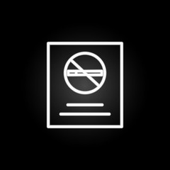 Poster - no smoking, healthcare, warming, prohibition neon icon. Elements of quit smoking set. Simple icon for websites, web design, mobile app, info graphics
