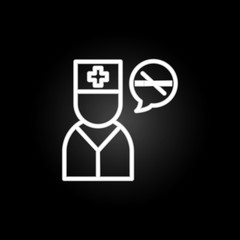 Poster - doctor, no smoking, warming, healthcare neon icon. Elements of quit smoking set. Simple icon for websites, web design, mobile app, info graphics