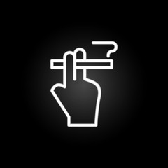 Poster - hand, cigarette, smoke, smoking neon icon. Elements of quit smoking set. Simple icon for websites, web design, mobile app, info graphics