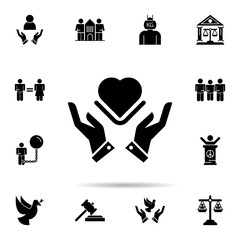Poster - care, compassion, feelings, heart, love icon. Universal set of peace and humanrights for website design and development, app development