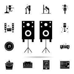 Poster - Karaoke, audio, loudspeaker icon. Universal set of karaoke for website design and development, app development