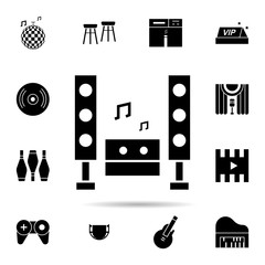 Poster - Karaoke, home, speaker icon. Universal set of karaoke for website design and development, app development