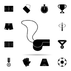 Poster - football whistle icon. Universal set of football for website design and development, app development