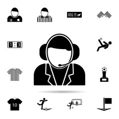 Poster - football commentator icon. Universal set of football for website design and development, app development