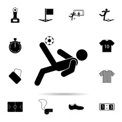 Poster - kick icon. Universal set of football for website design and development, app development