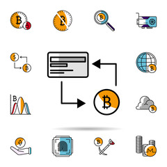 Poster - credit card, block chain, cryptocurrency, bitcoin,  icon. Universal set of cryptocurrency for website design and development, app development