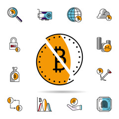 Poster - bitcoin, cryptocurrency, divide, halves icon. Universal set of cryptocurrency for website design and development, app development