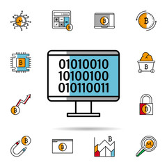 Poster - binary, coding, cryptocurrency, computer icon. Universal set of cryptocurrency for website design and development, app development