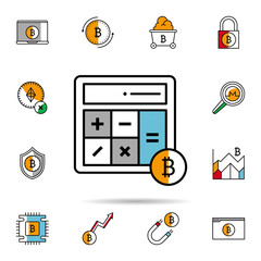 Poster - calculator, bitcoin, calculating, calculate icon. Universal set of cryptocurrency for website design and development, app development