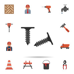Poster - bolt, screw, labor icon. Universal set of construction for website design and development, app development