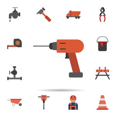 Poster - driller, repair, labor icon. Universal set of construction for website design and development, app development