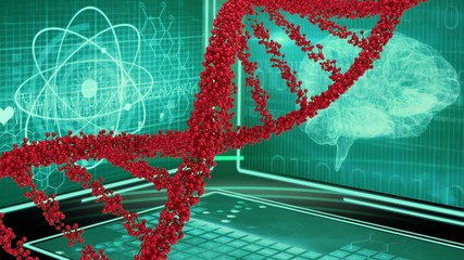 Poster - dna double helix and digital screens