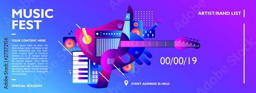 Cuadros en Lienzo Music festival banner design template for event, party and concert