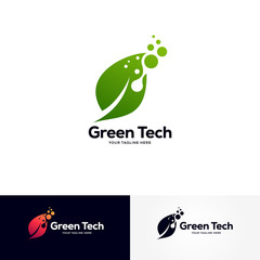 Wall Mural - green tech logo designs template, creative technology logo symbol