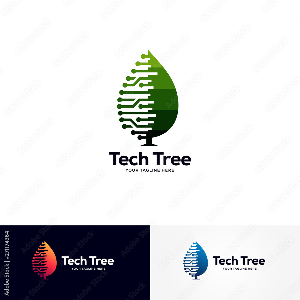 tech tree logo designs template, creative technology logo symbol Stock ...