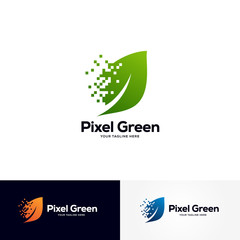 pixel green logo designs template, creative technology logo symbol