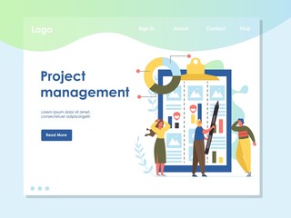 Poster - Project management vector website landing page design template