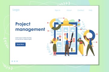 Poster - Project management vector website landing page design template