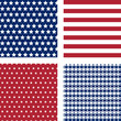 navy and red stars and stripes, vector seamless patterns set