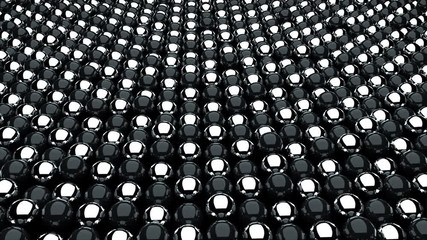 Aufkleber - Many black and white metal spheres, optical Illusion like sea waves, isometric background, modern computer generated 3D render backdrop