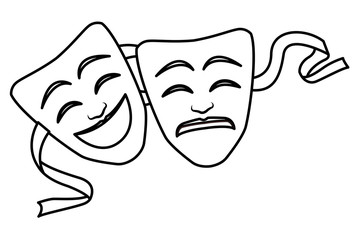 Wall Mural - theater mask icon black and white