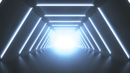 Wall Mural - Futuristic empty corridor 3D render