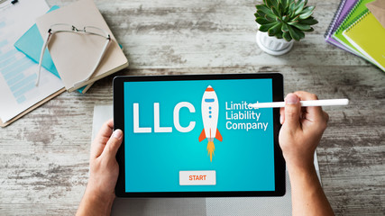 LLC Limited Liability Company. Business strategy and technology concept.