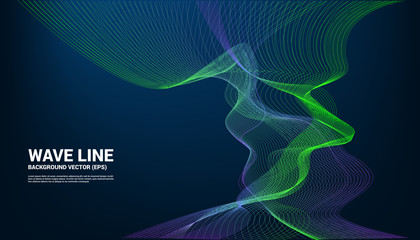 Wall Mural - Blue and green Sound wave line curve on dark background. Element for theme technology futuristic vector