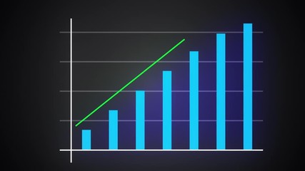Poster - Growing bar graph with rising arrow, financial forecast graph, 3d render computer generated background