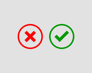 Poster - Cross and check mark icon vector symbol set.