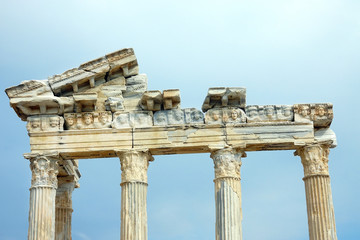 detail from archaelogical site of Roman ruins in Alanya Town of Antalya , Turkey