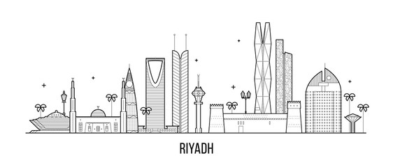 Wall Mural - Riyadh skyline Saudi Arabia city buildings vector