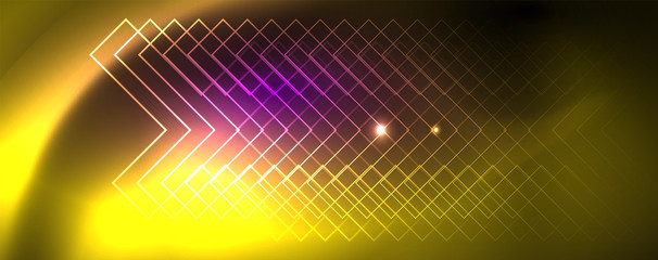 Shiny glowing design background, neon style lines, technology concept, vector