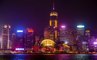 City at night in Hongkong