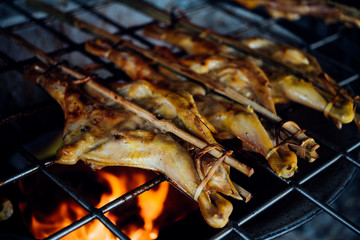 Grilled chicken sauce at Thai street food market