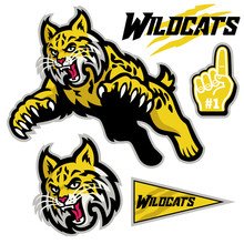 Athletic Sport Mascot Style Of Wildcats In Set