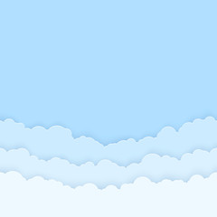 Poster - horizontal seamless clouds. skyline repeat texture. blue sky background. paper clouds layers. vector