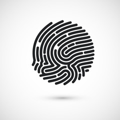 Poster - Circle Ink Fingerprint icon design for application. Finger print flat scan. Vector illustration isolated on white background