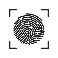 Poster - Circle Fingerprint icon design for app. Finger print flat scan. Simple imprint web icon. Vector illustration