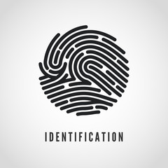 Poster - Circle Fingerprint icon design for application. Finger print flat scan. Vector illustration isolated on white background