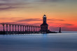 Michigan City East Pierhead Lighthouse After Sunset