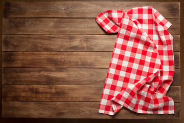 Poster - cloth napkin on at rustic wooden plank