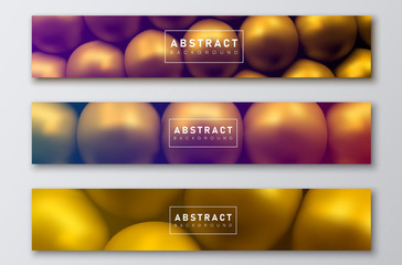 Wall Mural - Creative abstract banners with golden glossy 3d balls.