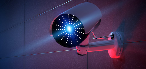 Poster - Security CCTV camera system - 3d rendering