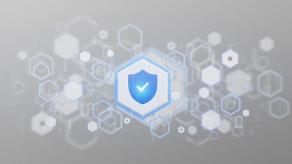 Poster - Shield web security concept on a background 3d rendering