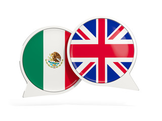 Wall Mural - Flags of Mexico and UK inside chat bubbles