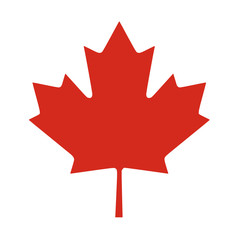vector flat style illustration of the famous red canada leaf isolated on white background. full edit
