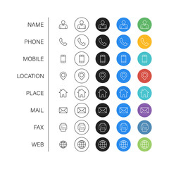 Poster - set of business card icons. name, phone, mobile, location, place, mail, fax, web. contact us, inform