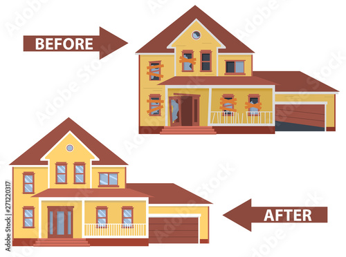 Fotomural House before and after repair