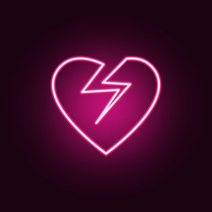 Poster - broken heart neon icon. Elements of web set. Simple icon for websites, web design, mobile app, info graphics